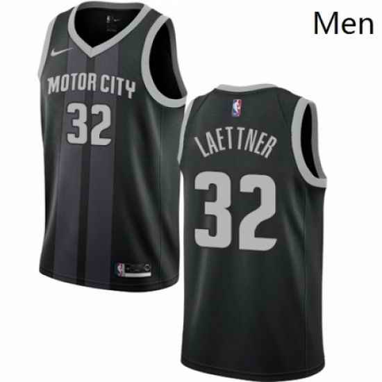 Mens Nike Detroit Pistons 32 Christian Laettner Swingman Black NBA Jersey City Edition